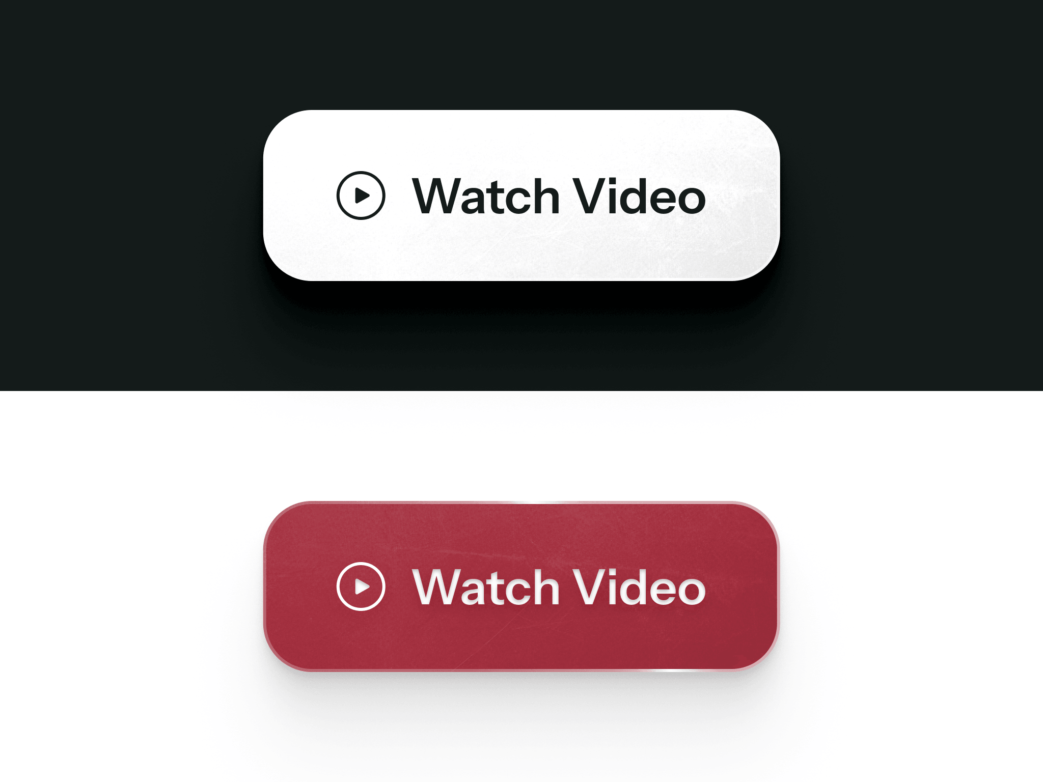 Makepeace "Watch Video" call-to-action button in light and crimson variants