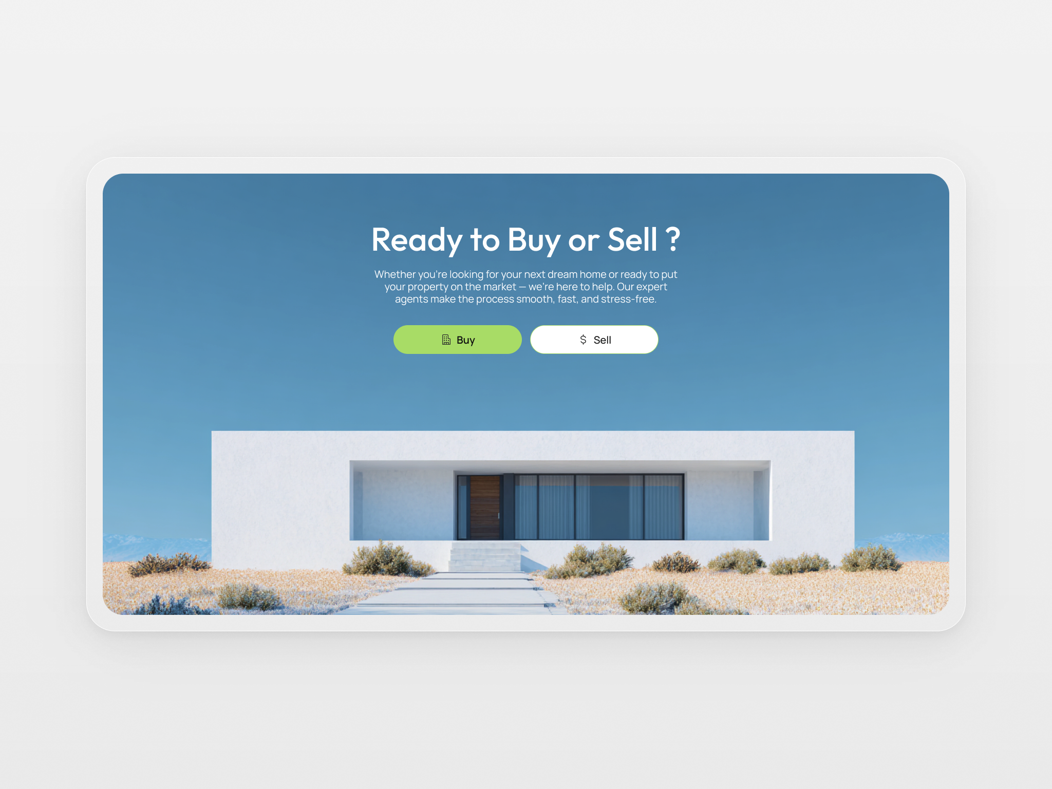 Expert Listing "Ready to Buy or Sell?" entry point for buyers and sellers