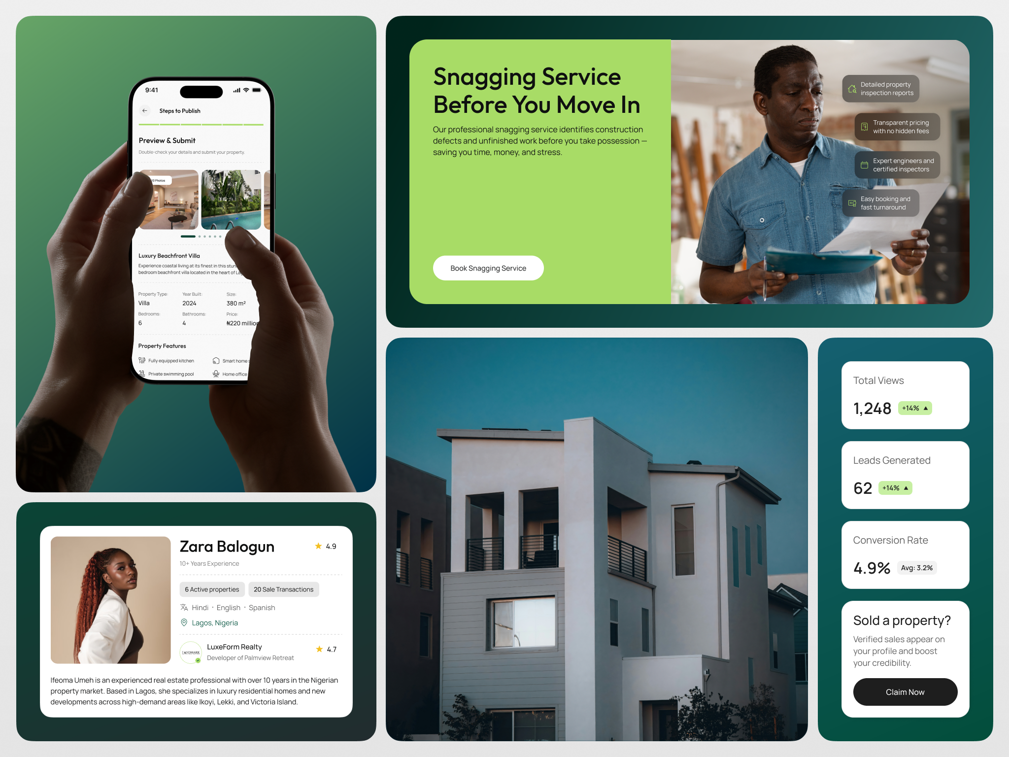 Expert Listing visual system and page layouts