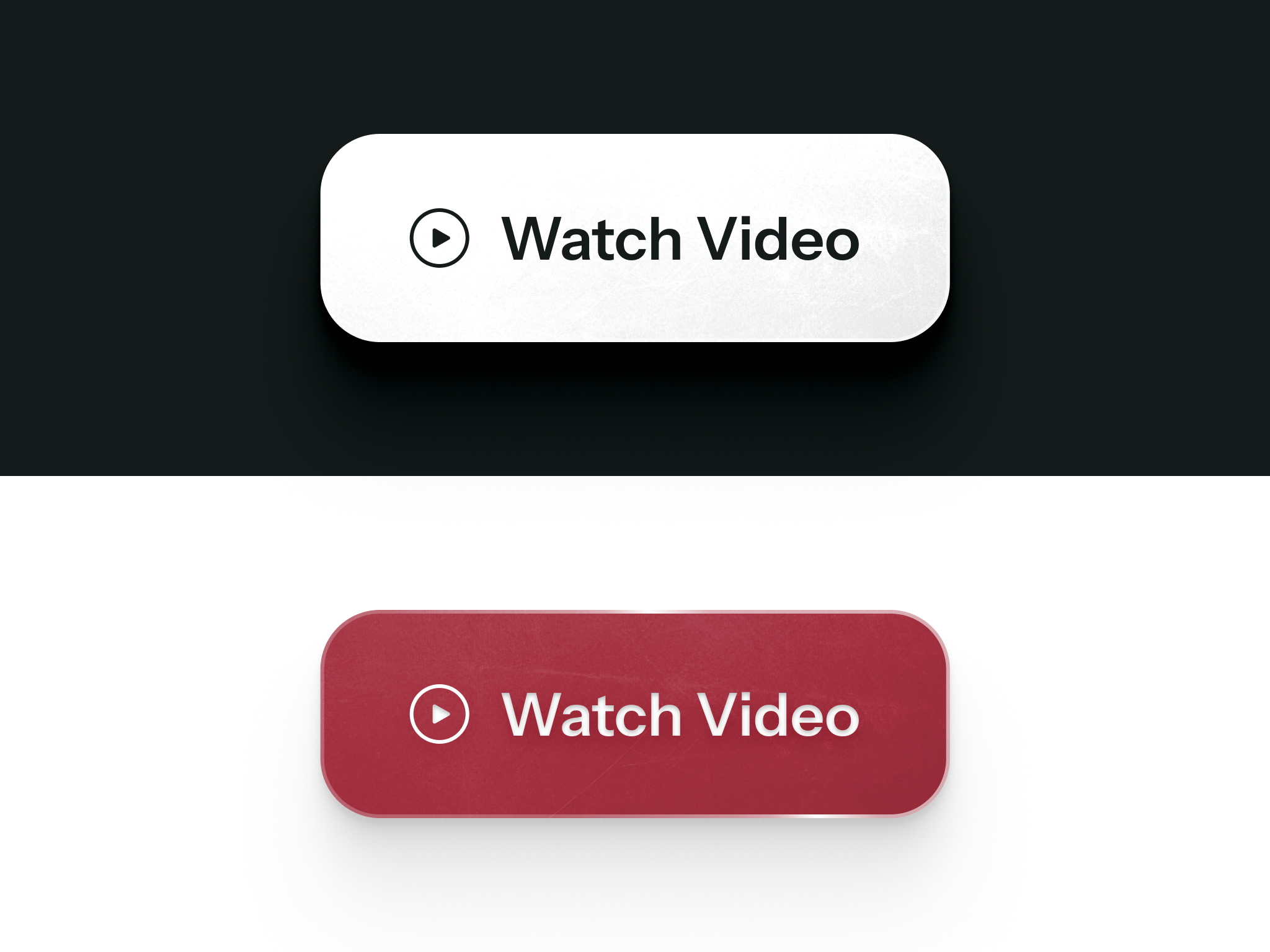 Makepeace "Watch Video" call-to-action button in light and crimson variants
