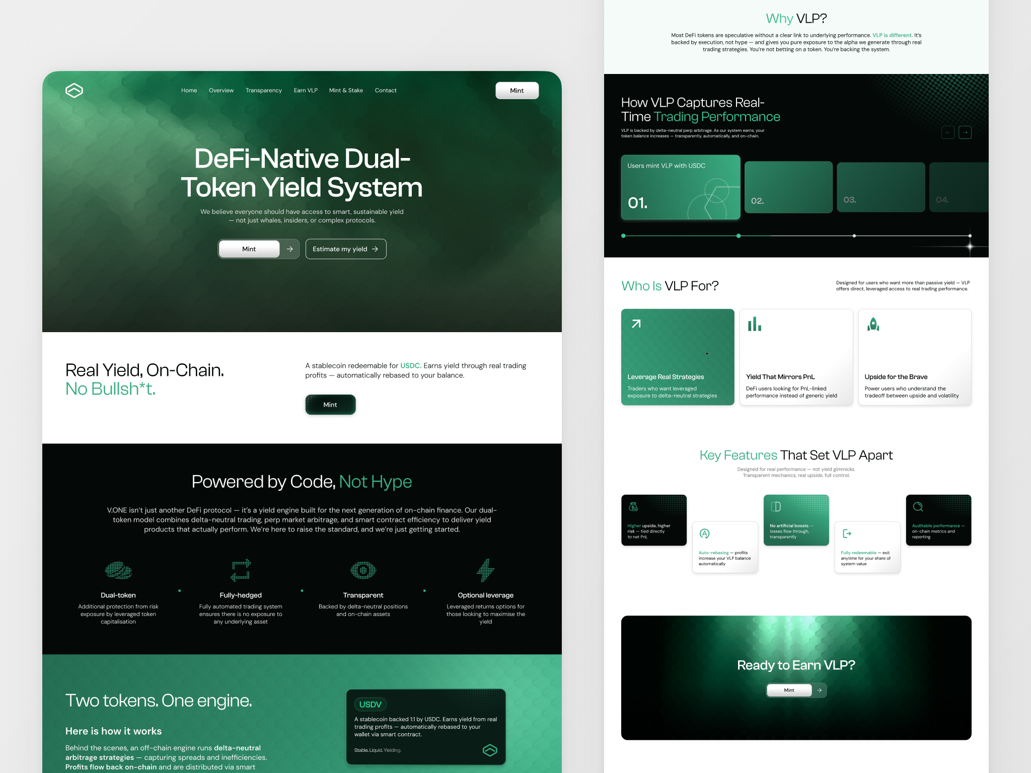 USDV DeFi yield platform dashboard on desktop