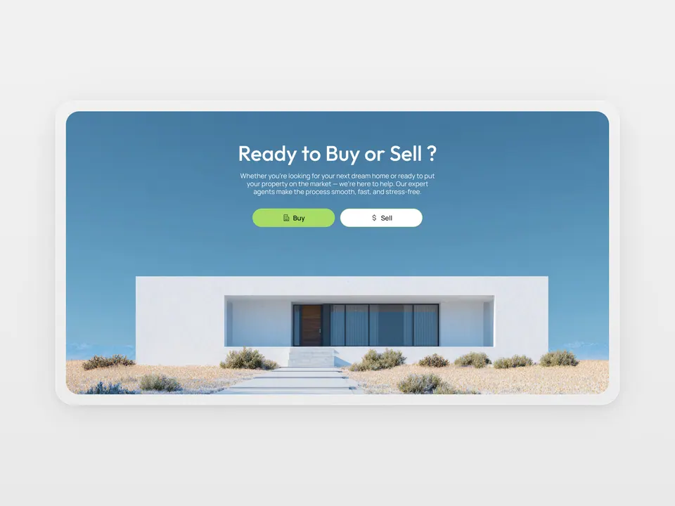 Expert Listing entry point — buyer or seller choice over a property hero