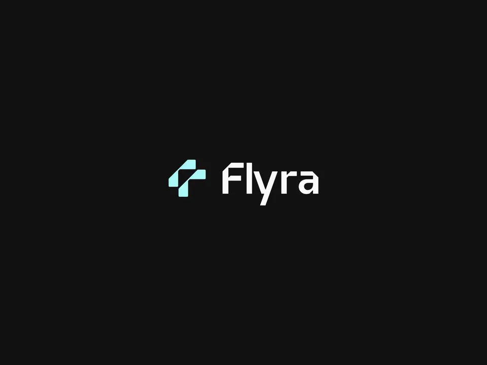 Flyra wordmark and symbol on black