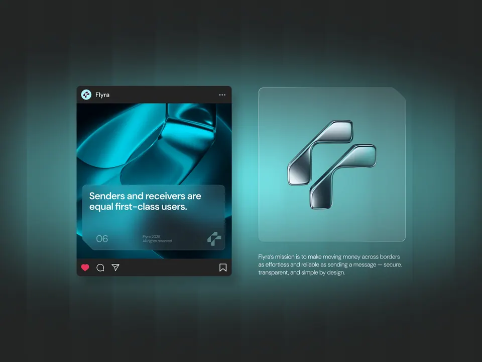 Flyra brand tiles — positioning statements as social creative