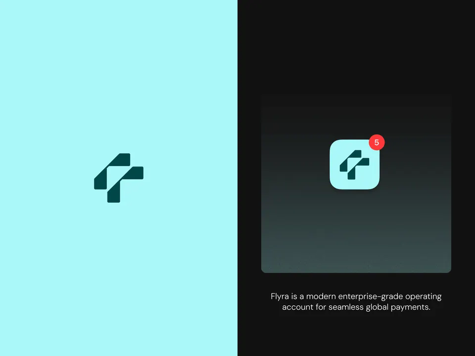 Flyra app icon in light and dark presentation