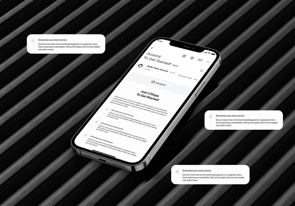 Ocoord customer email annotated with its content decisions