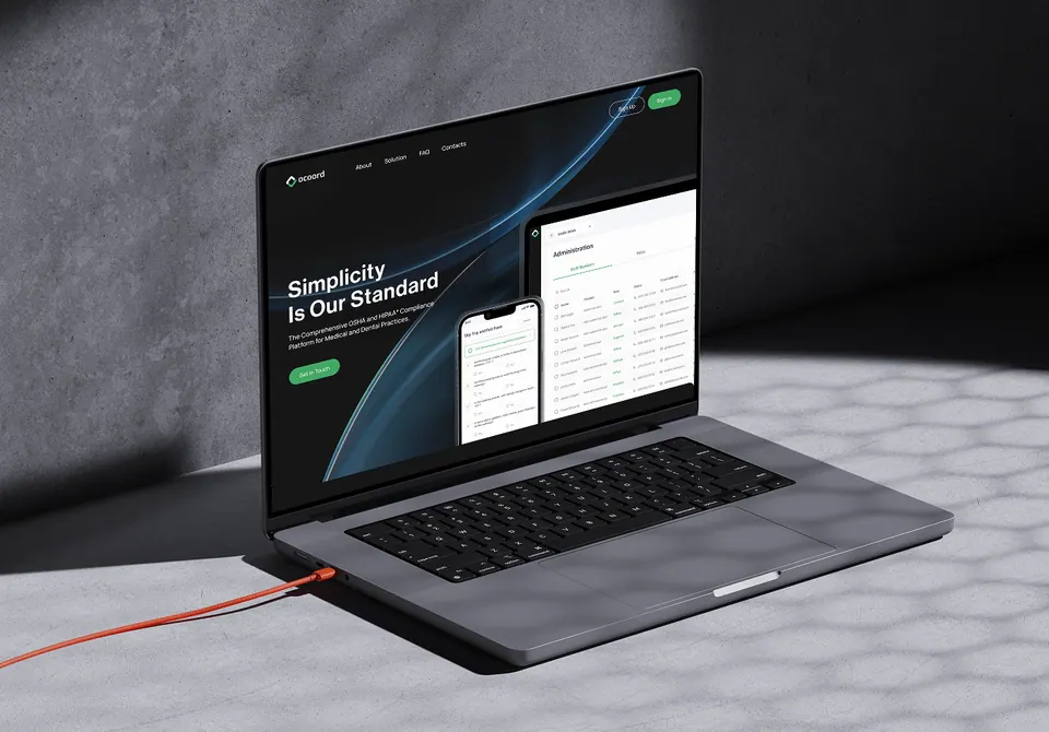 Ocoord compliance platform website — hero built and shipped in Webflow