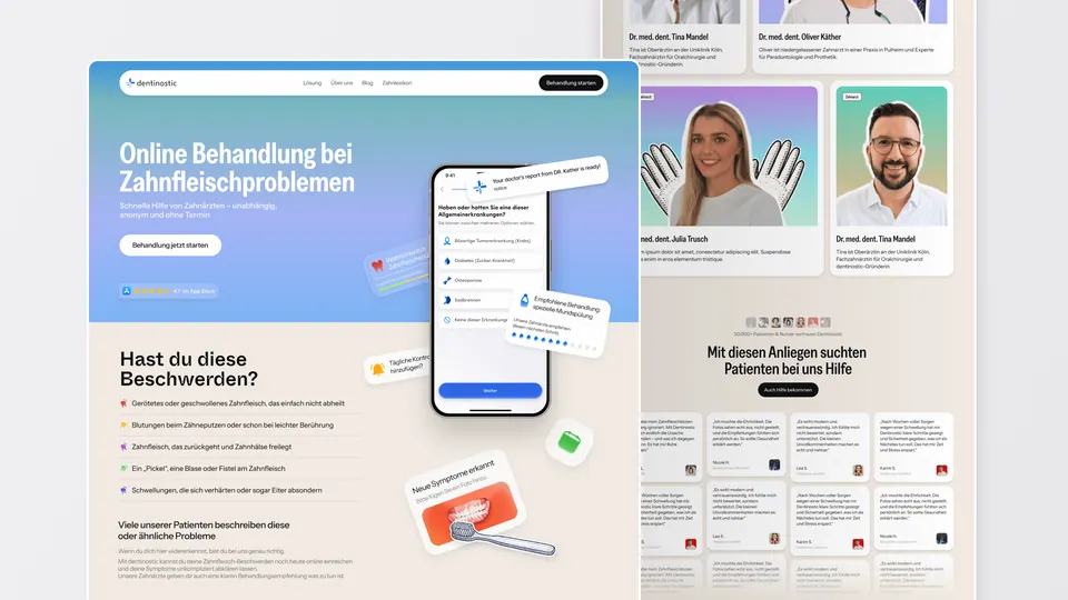 Dentinostic website — German-language dental care landing page and patient content