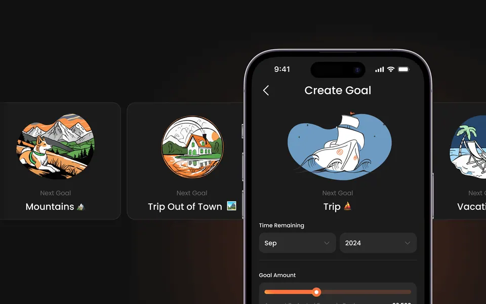 Light goal creation — illustrated savings goals and target amounts
