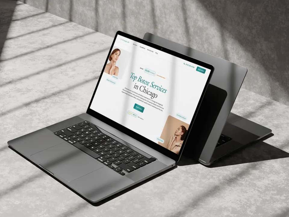 ImageLab Med Spa website redesign — treatment pages on a laptop