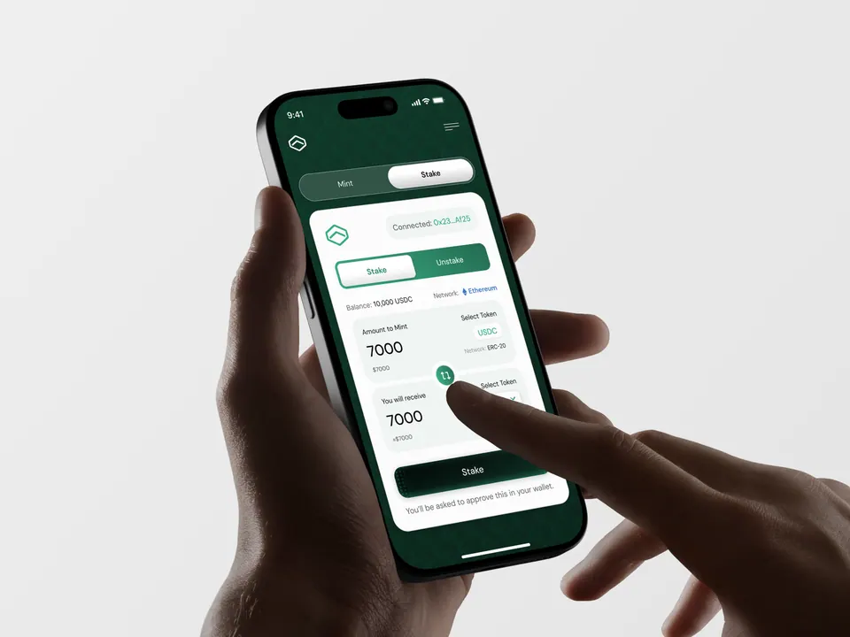 USDV mobile swap — token selection and amount entry in hand