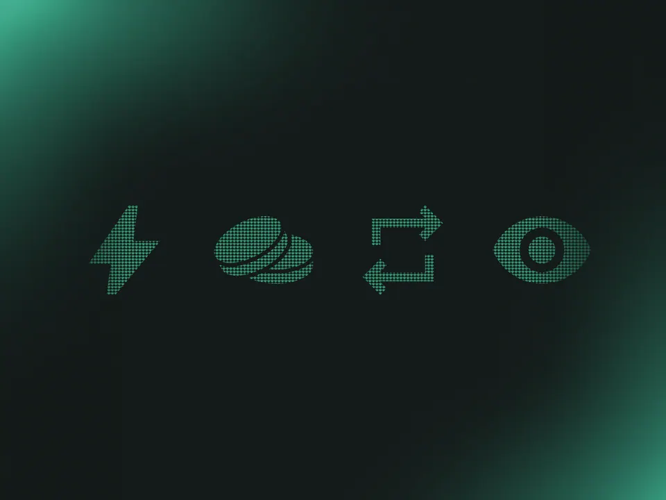 USDV icon set — yield, staking and transparency symbols